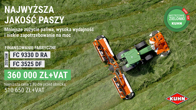 kuhn zestaw kosiarek ze zgniataczem fc 9330d ra + fc 3525 df